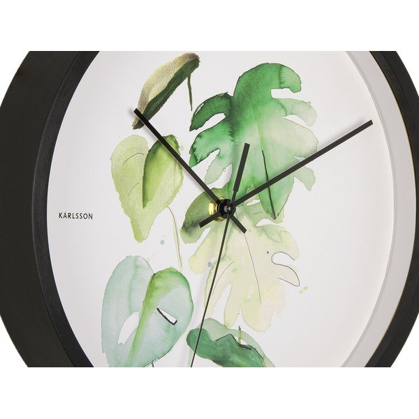 Roheline ja valge seinakell mustas raamis Monstera, ø 26 cm - Karlsson-image-4