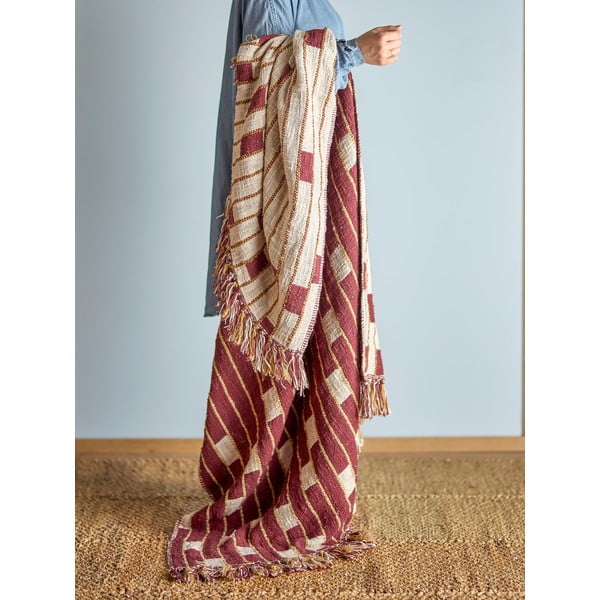 Punane/beež puuvillaseguga tekk 130x160 cm Cang - Bloomingville-image-1