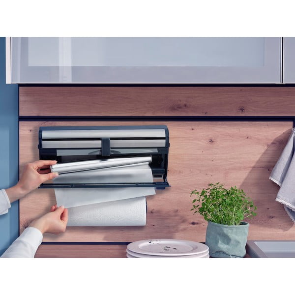 Hõbedane metallist seinale kinnitatav majapidamispaberi ja fooliumi hoidik Parat Royal - LEIFHEIT-image-1