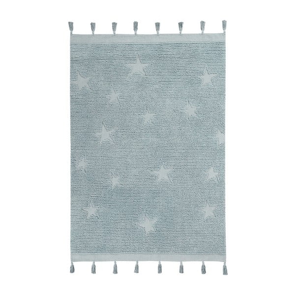 Sinine pestav käsitsi kootud puuvillane laste vaip 120x175 cm Hippy Stars Aqua - Lorena Canals