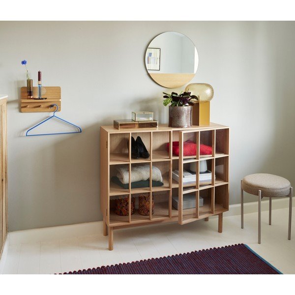 Tammepuidust seinanagi naturaalses värvitoonis koos riiuliga Space - Hübsch-image-1