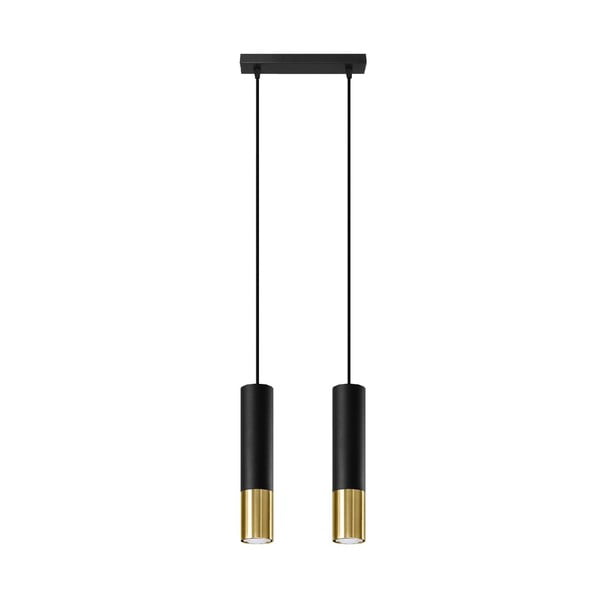 Musta-kuldse metallvarjundiga ripplamp 30x6 cm Longbot - Nice Lamps
