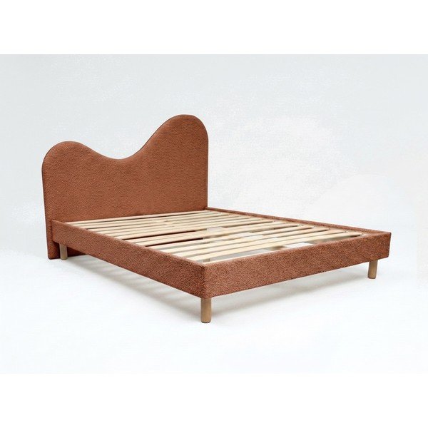 Polsterdatud kaheinimesevoodi liistudest raamiga 180x200 cm terrakota värvi Celina - Bobochic Paris-image-4