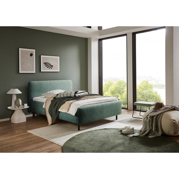 Tumeroheline polsterdatud kaheinimesevoodi panipaigaga ja liistudest raamiga 180x200 cm Primo - Meise Möbel-image-1