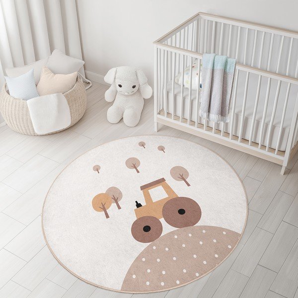 Beež pestav laste mänguvaip ø150 cm Tractor World - Mila Home-image-2