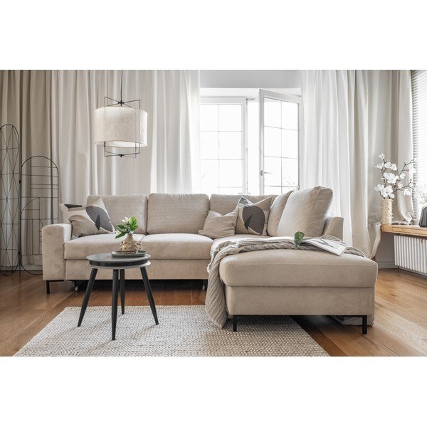 Beež velvetist diivanvoodi (paremas nurgas) Lofty Lilly - Miuform-image-4