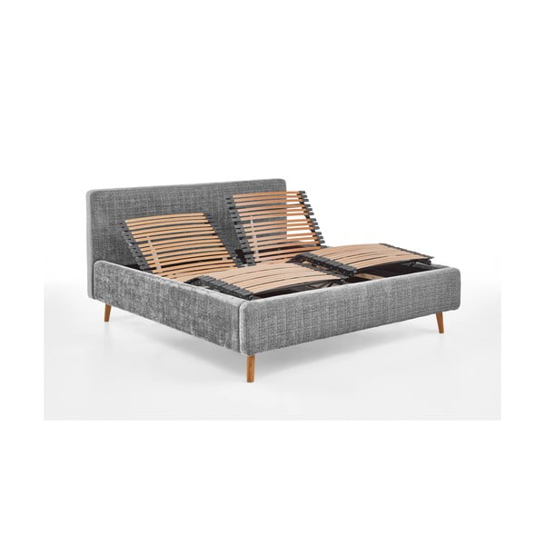 Helehall polsterdatud kaheinimesevoodi koos voodipõhjaga 180x200 cm Primavera - Meise Möbel-image-2