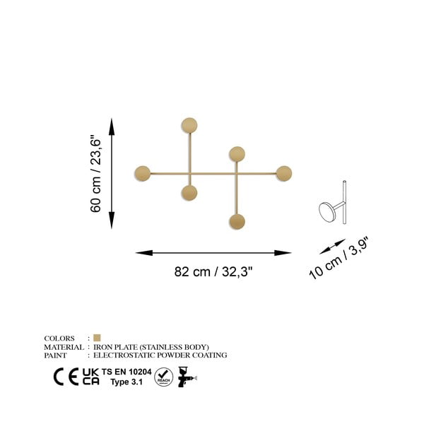 Kuldne metallist seinanagi Dama-A - Kalune Design-image-4
