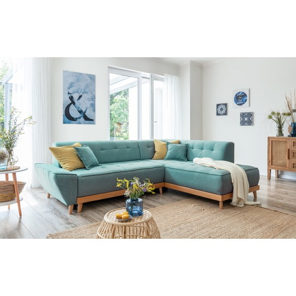 Türkiissinine nurgadiivanvoodi (parem nurk) Dazzling Daisy - Miuform-image-3