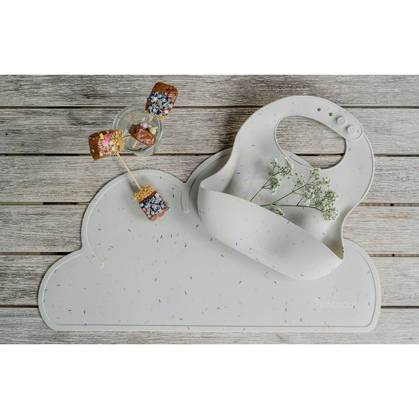 Valge silikoonist rinnatüki tasku Bib Confetti - Kindsgut-image-1