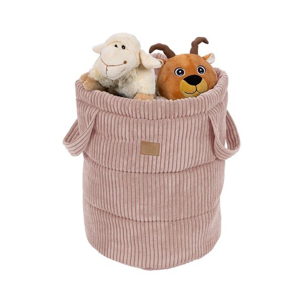Roosa riidest laste mänguasjakorv ø 39x50 cm - Meowbaby-image-1