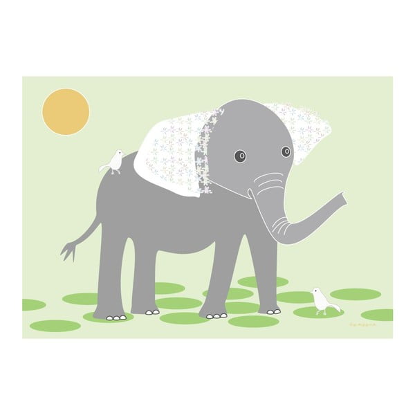 Plakát Slon s květovanýma ušima