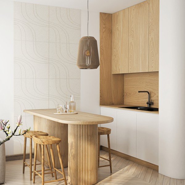 Kangast akustilised paneelid komplektis 2 tükki 60x60 cm Waves II - Styler-image-2