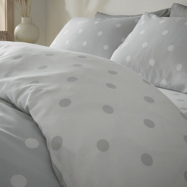 Valge ja helehall üheinimesevoodipesu 135x200 cm - Catherine Lansfield-image-2