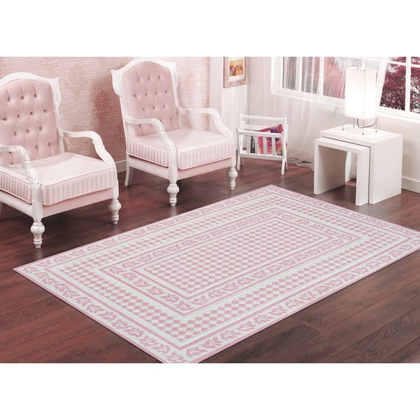 Pudrově růžový odolný koberec Vitaus Olivia, 100 x 150 cm 
