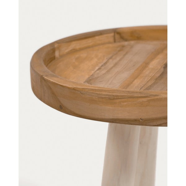 Ümmargune tiikpuidust abilaud ø 35 cm Glenda - Kave Home-image-2