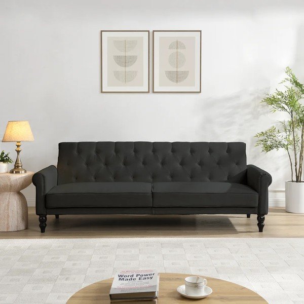 Antratsiitvärvi lamav/kokkupandav diivan 222 cm Tyne - Støraa-image-1