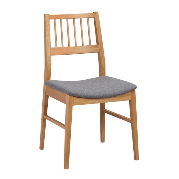 Přírodní dubová židle se šedým sedákem  Folke Hod