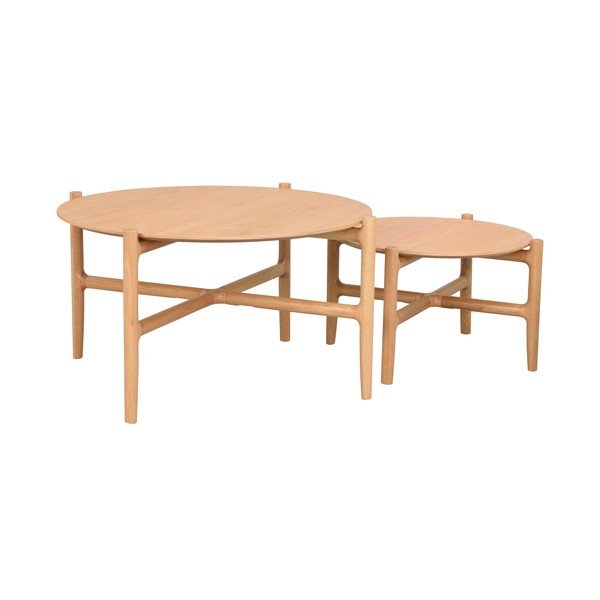 Looduslik tammepuust kohvilaud ø 80 cm Holton - Rowico-image-4