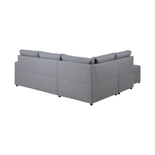 Světle šedá rozkladací pohovka s úložným prostorem a lenoškou na levé straně Actona Sacramento-image-1