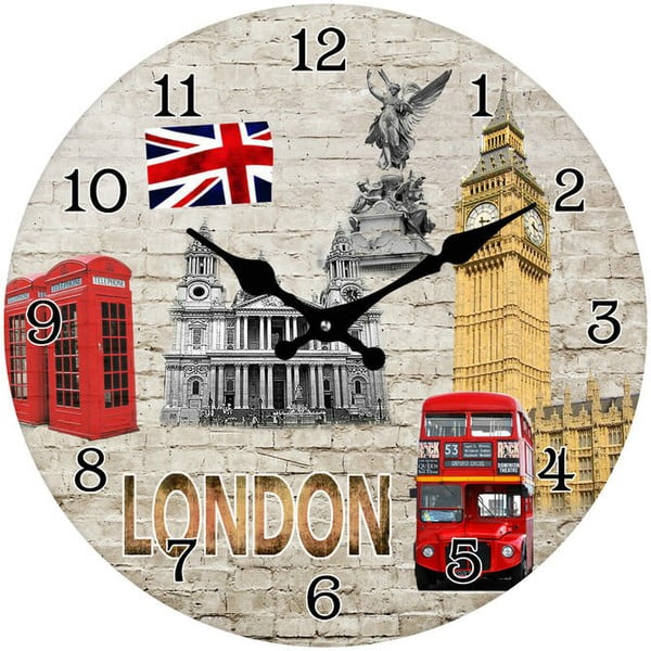 Skleněné hodiny Dominanty Londýna, 34 cm