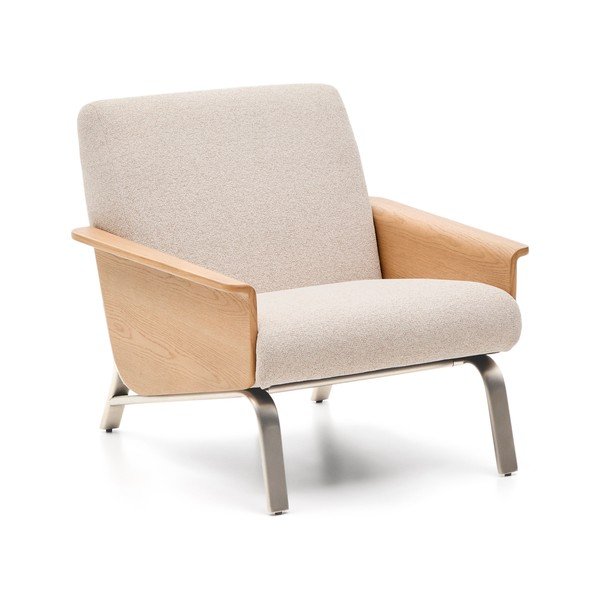 Beež šenillist tugitool Amsen - Kave Home