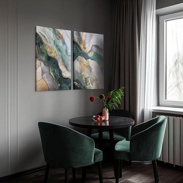 Käsitsi maalitud elementidega maalid 2 tk komplektis 50x70 cm Aventurine - Styler-image-2