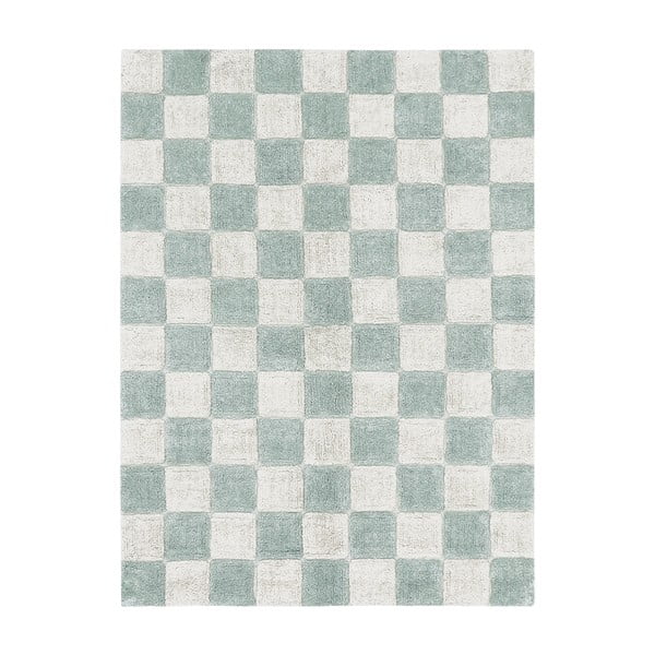 Helesinine-kreem pestav käsitsi kootud puuvillane vaip 120x160 cm Kitchen Tiles Blue Sage - Lorena Canals