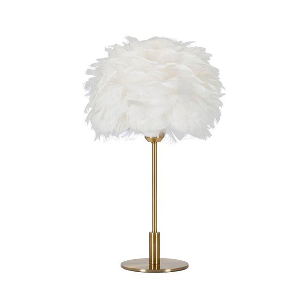 Valge/kuldne laualamp (kõrgus 50 cm) Ball Feather - Mauro Ferretti