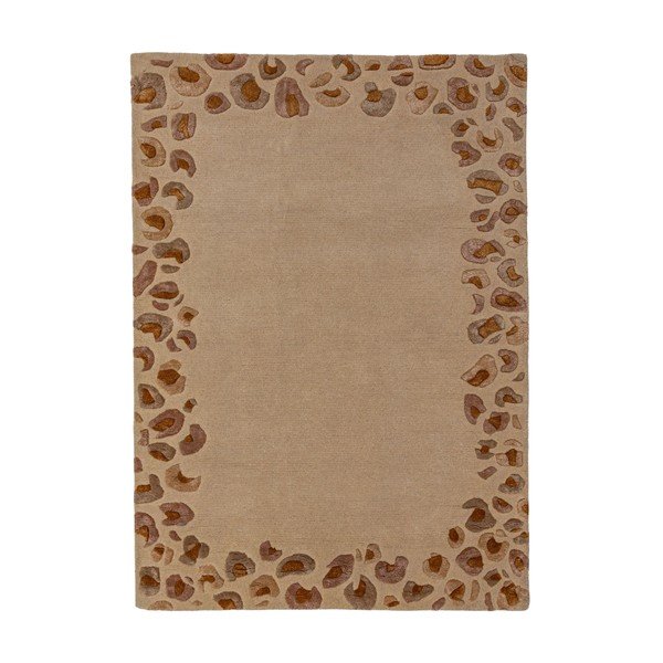 Käsitsi kootud villasegu vaip naturaalses värvitoonis 140x200 cm Leopard Frame - Flair Rugs