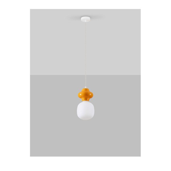 Valge/oranž keraamiline ripplamp klaasist varjuga, ø 18 cm Clio - Nova Luce-image-3