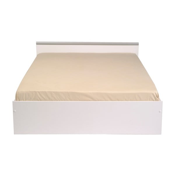Bílá dvoulůžková postel se 2 zásuvkami Parisot Arlette, 140 x 190 cm