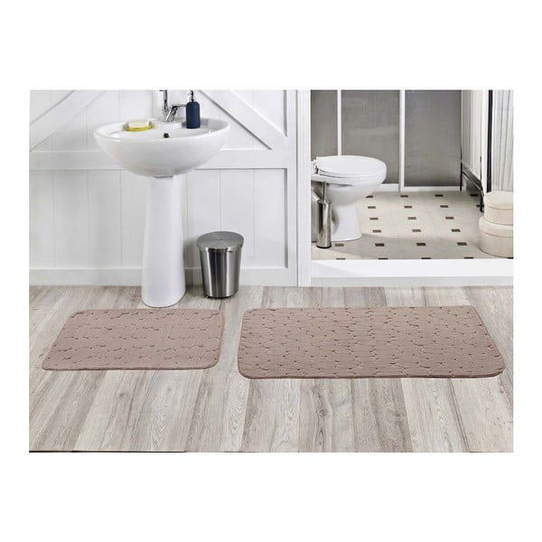 Sada 2 koupelnových koberečků Milas Vizon, 50x60 cm + 60x100 cm