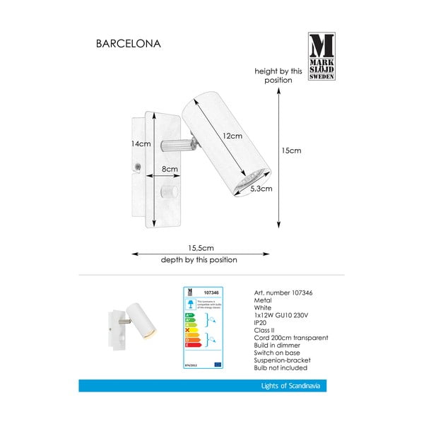 Valge seinalamp Barcelona - Markslöjd-image-2