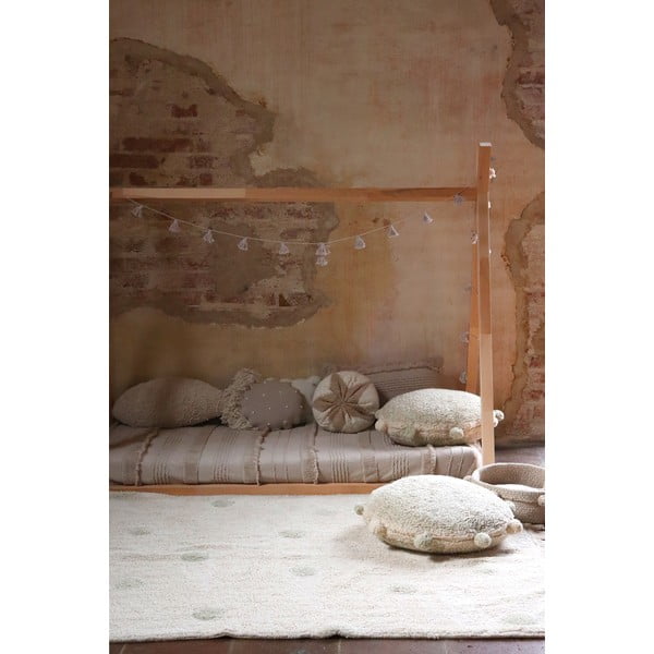 Khakivärvi-kreem pestav käsitsi kootud puuvillane laste vaip 120x160 cm Hippy Dots Olive - Lorena Canals-image-1