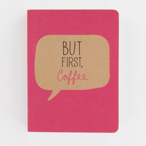 Růžový zápisník A6 GO Stationery Kraft Typo Coffee