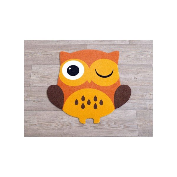Koberec Owls - oranžová sova, 100x100 cm-image-1