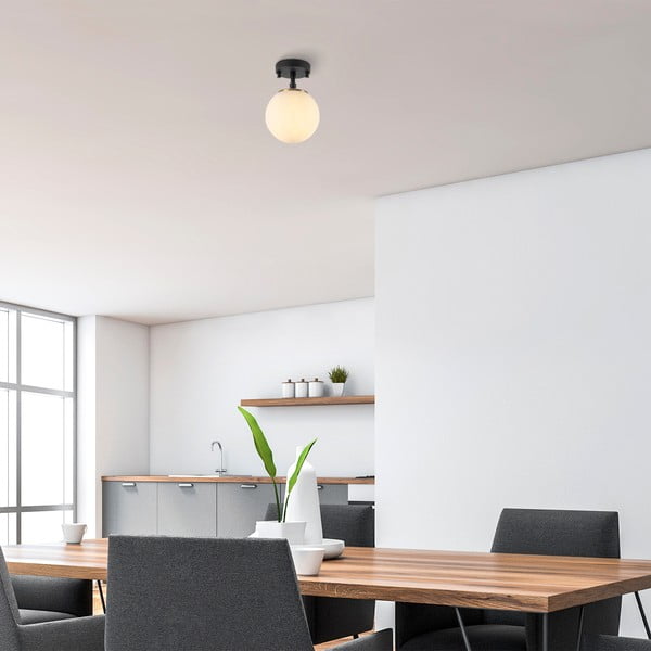 Must-valge laevalgusti klaasist varjuga ø 15 cm Atmaca - Opviq lights-image-1