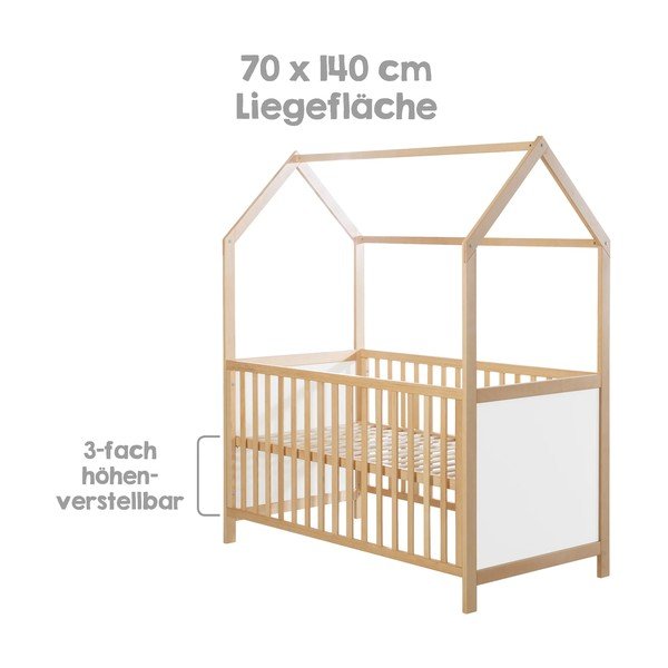 Valge-puiduvärvi võrevoodi 70x140 cm - Roba-image-3