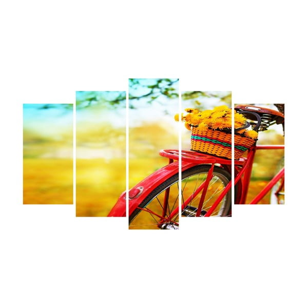 Vícedílný obraz na plátně Bicycle With Flowers