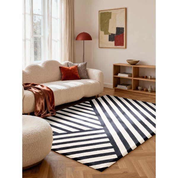 Mustvalge käsitsi kootud villane vaip 200x290 cm Stryve Noir - Elle Decoration-image-1