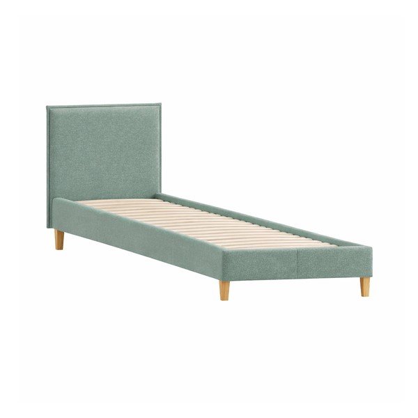 Rohelisega polsterdatud üheinimesevoodi koos voodipõhjaga 90x200 cm Tina - Ropez