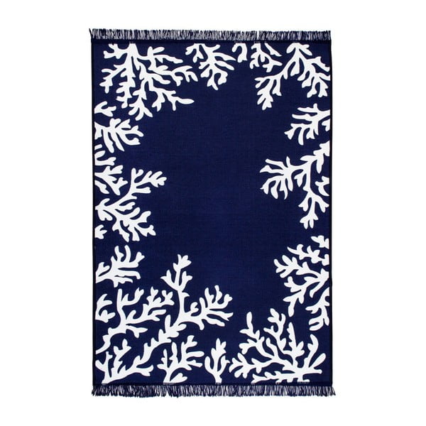 Modro-bílý oboustranný koberec Coral, 120 x 180 cm