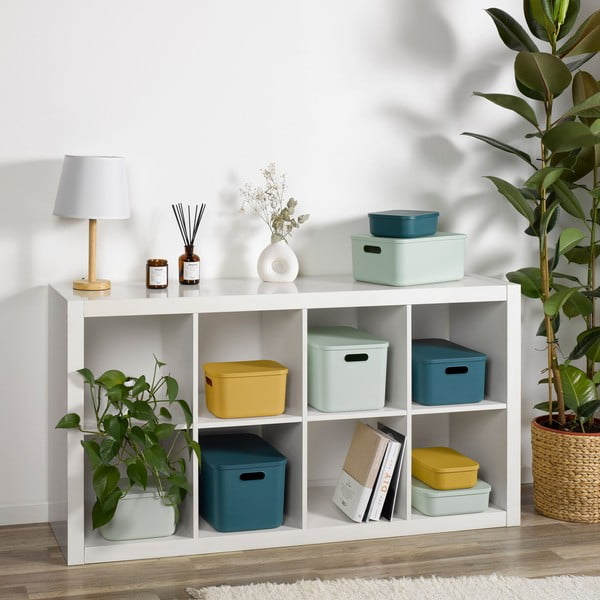 Hall plastikust hoiukast kaanega 24x18x8 cm - Homéa-image-1