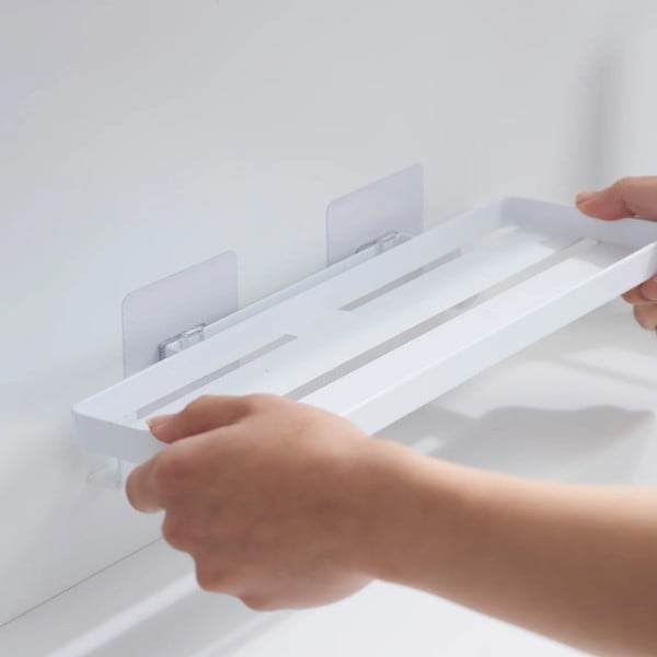 Mattvalge terasest vannitoa riiul (ilma puurimiseta) Film Hook - YAMAZAKI-image-2