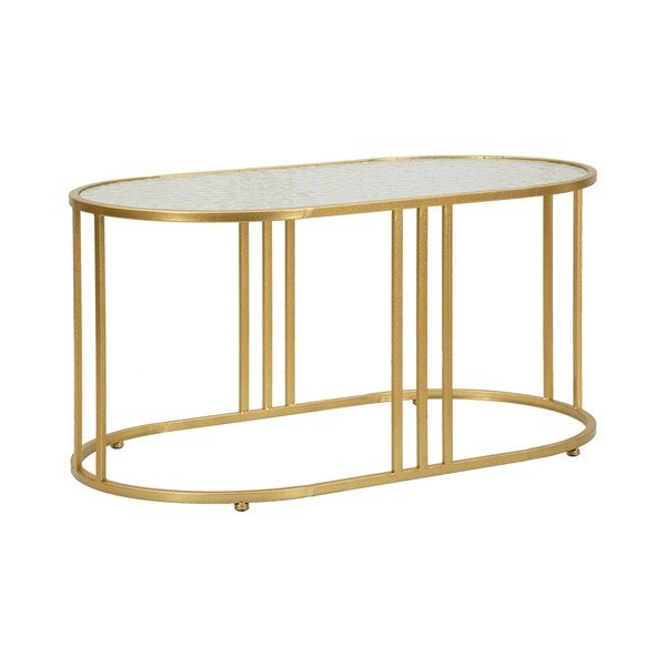 Valge/kuldne diivanilaud klaasist pealispinnaga 50x90 cm Antalia - Mauro Ferretti