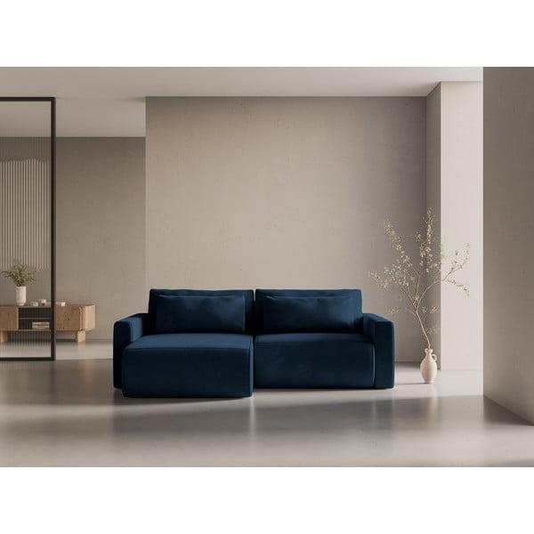 Tumesinine sametist panipaigaga nurgadiivanvoodi Belfast - Cosmopolitan Design-image-1