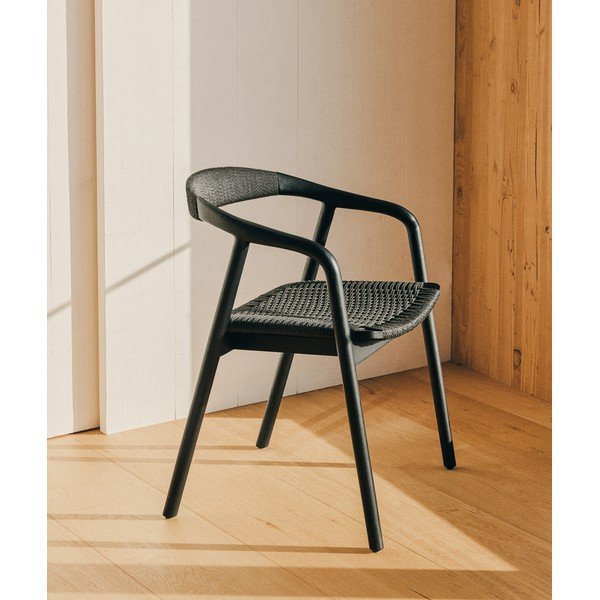Must söögitool käetugedega Derile - Kave Home-image-1