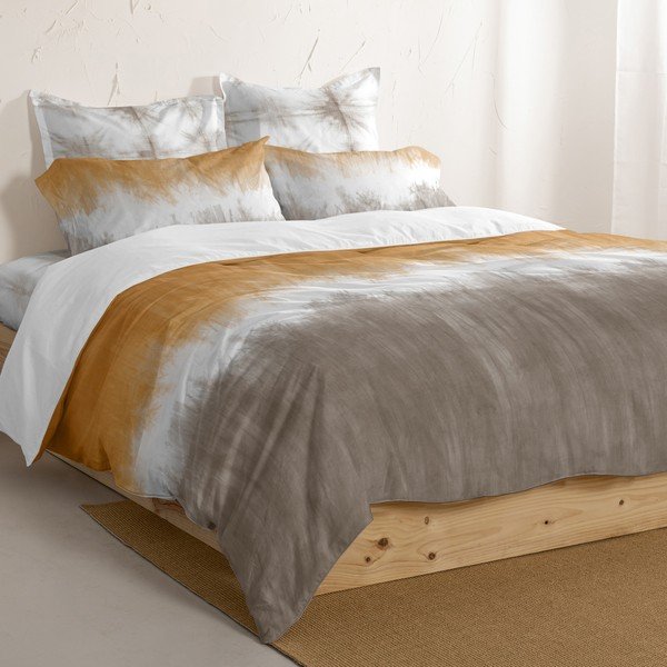 Valge/pruun puuvillane tekikott 140x200 cm Tie dye – Blanc-image-4