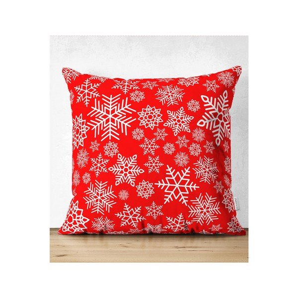 Komplekt 4 jõulupadjakatet ja lauajooksikut Punane lumehelbeke - Minimalist Cushion Covers-image-2